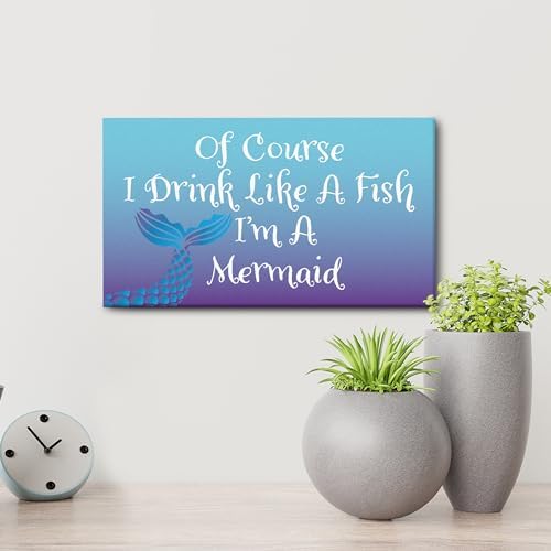 JennyGems Mermaid Drink Like A Fish Wooden Sign