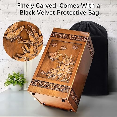 Handmade Wooden Butterfly Cremation Urn for Human Ashes