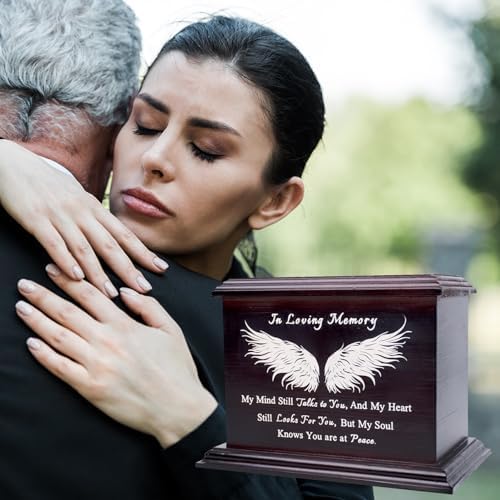 Wooden Ash Urn with Casket-Wing Design