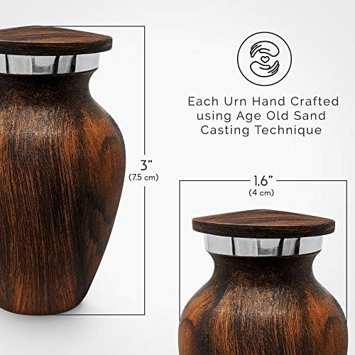 Small Keepsake Urn with Cherry Wood Appearance and Secure Lid