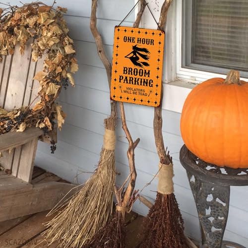 Broom Parking Sign Halloween Metal Tin Sign Decor