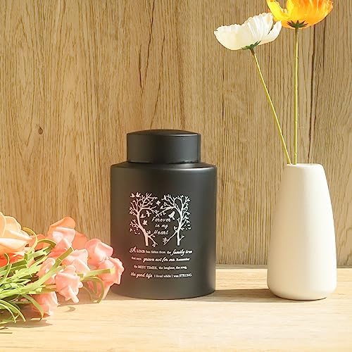 6 Inch Small Urn for Human Ashes Stainless Steel Mini Cremation Urn - Black