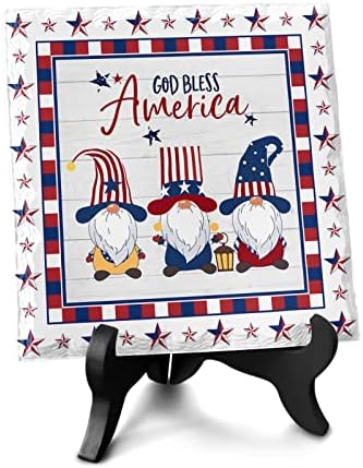 LEOSUCRE 4th of July Star Flag Desk Decor Plaque