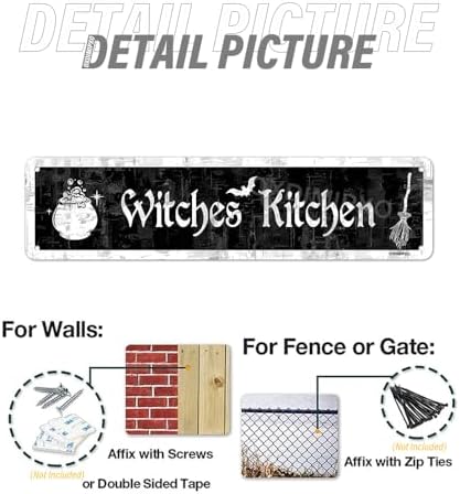 Halloween Witches Kitchen Decor Metal Plaque 4x16 Inches Black