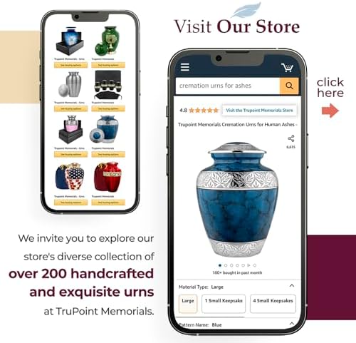 Trupoint Memorials Cremation Urn Dark Blue with Silver Lining