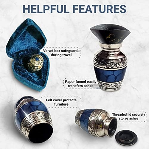 Small Keepsake Cremation Urn with Velvet Heart Case and Funnel