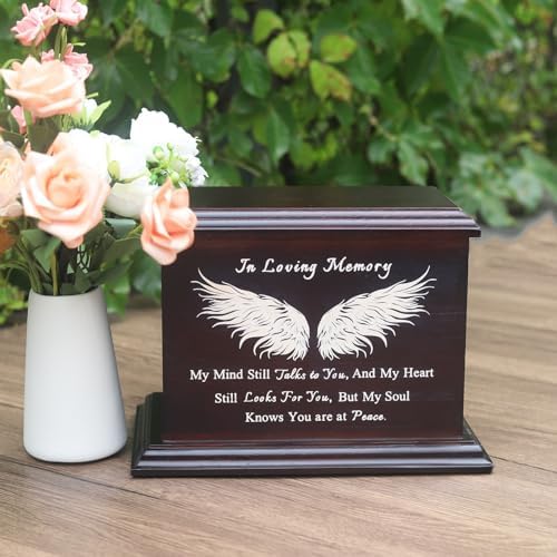 Wooden Ash Urn with Casket-Wing Design
