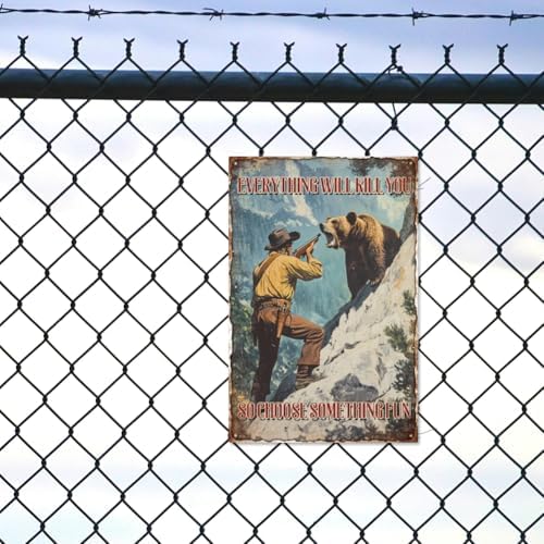 WADORN Bear Hunting Funny Metal Tin Sign 79x118 Inch