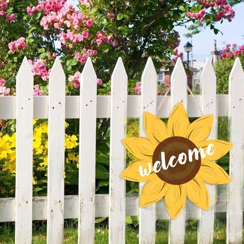 Sunflower Door Hanger Wooden Welcome Sign for Front Door Farmhouse Decor