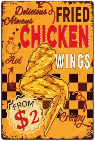 SUPERDANT Vintage Chicken Wings Metal Tin Sign 12x8in