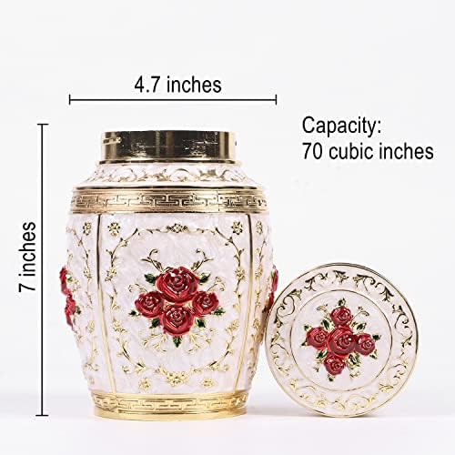 Medium Urn for Human Ashes - Rose Design Cremation Urn for Women Mom - Holds 70 Cubic Inches of Ashes - Gold-Red Color