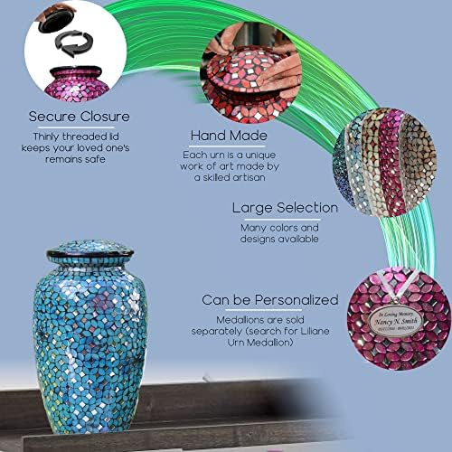 Mosaic Glass Cremation Urn - Blue Unique Artwork