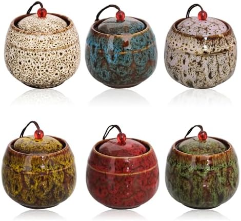 Set of 6 Small Ceramic Urns for Human Ashes and Pet Remains