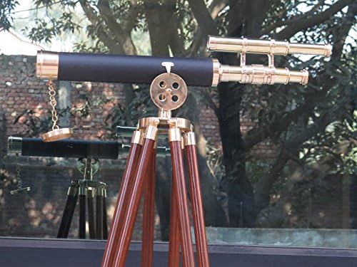 1970S Leather Brass 18 Elegant Telescope Rosewood Tripod Collectable Decor