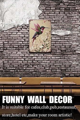 Zomyto Hummingbird Tin Sign - Vintage Floral Decor