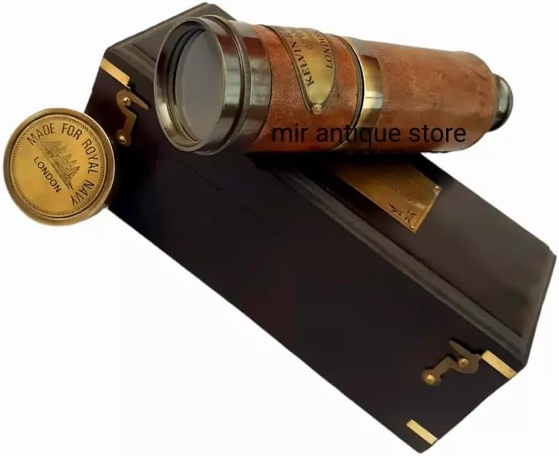 19 Inch Solid Brass Vintage Nautical Telescope with Wooden Box