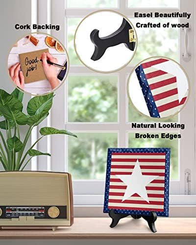 American Independence Day Desk Decor with Blue Red Stripes