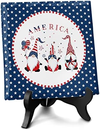 Independence Day Gnome Desk Decor with Blue White Stars