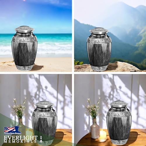 Black Watercolor Urn for Adult Human Ashes Large Memorial Cremation Urn