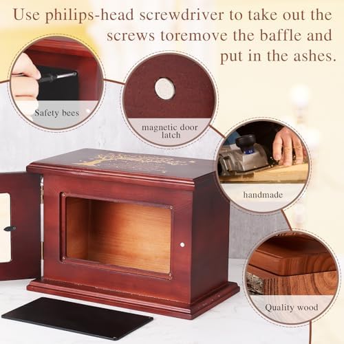 Himake Solid Walnut Cremation Urn with Engraved Panel