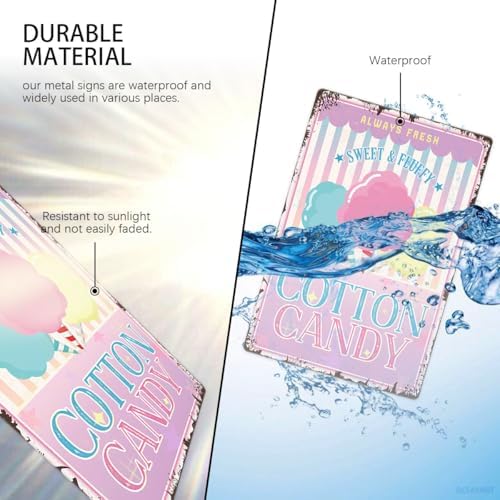 Sweet Fluffy Cotton Candy Metal Tin Sign 12x8 Inch Vintage Decor