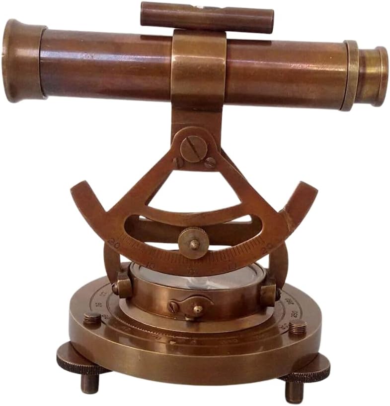 Vintage Compass Survey Instrument Brass Theodolite Alidade Transit Telescope