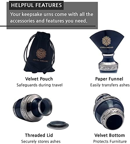 Adera Dreams Small Urns for Human Ashes - Navy Set of 1