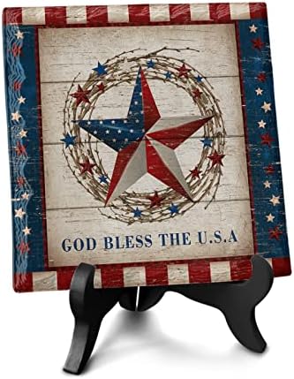 Barn Star Decorative Desk Plaque with Wooden Stand