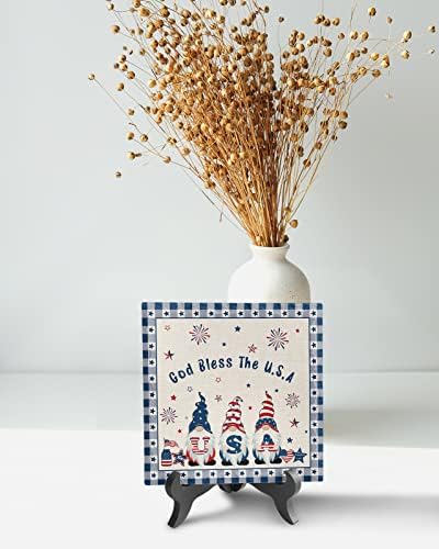 Independence Day Decorative Ceramic Desk Plaque with Wooden Stand 1