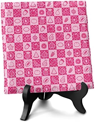 Pink Buffalo Plaid Desk Decor with Wooden Stand