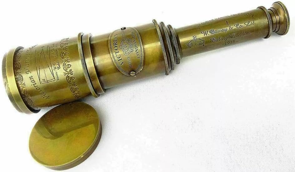 Brass Antique Vintage 20 Inch Telescope Spyglass with Wooden Box