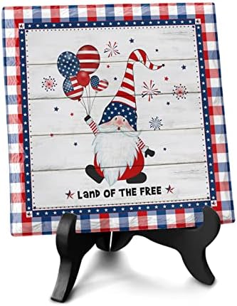 Independence Day Desk Decor Wooden Stand Plaque