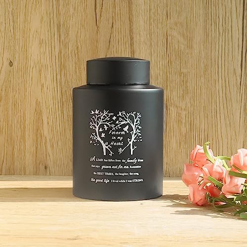 6 Inch Small Urn for Human Ashes Stainless Steel Mini Cremation Urn - Black