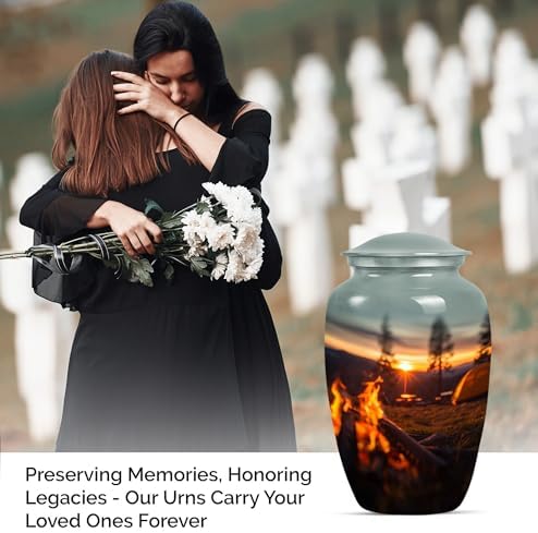 Elegant Sunset Gray Urn Set 2-Piece Cremation Memorial Urns