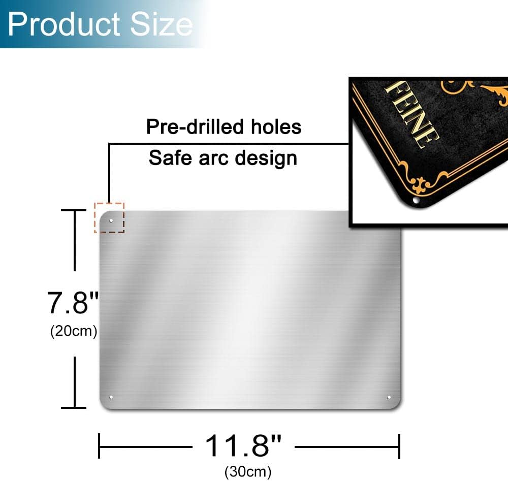 AUCIO Coffee Bar Sign Life is Better with Caffeine Vintage Metal Decor 8 x 12 Inch