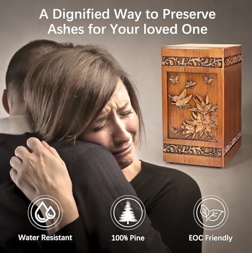 Handmade Wooden Butterfly Cremation Urn for Human Ashes