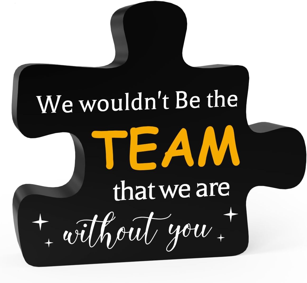 Rustic Black Acrylic Team Decor Sign Puzzle for Home Office Desk Shelf Decoration Coworker Gift