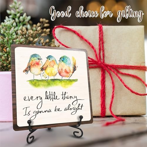 5 Inch Wooden Sign With Iron Stand - Positive Message