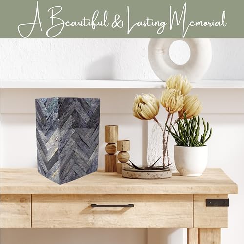 Gray Comet Decorative Urn with Chevron Design 70 Cubic Inch Capacity Memorial Keepsake for Adult Men Women