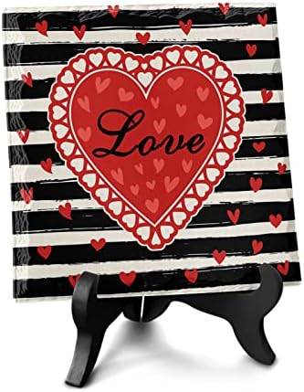 Valentine Desk Decor with Black White Stripes
