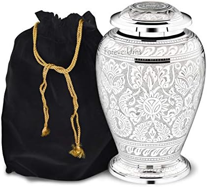 Forever Urns Adult Cremation Urn with Dove Texture 200 Cu In White Handcrafted