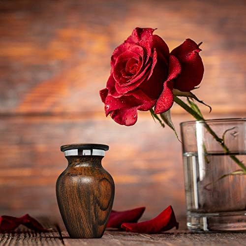 Small Keepsake Urn with Cherry Wood Appearance and Secure Lid
