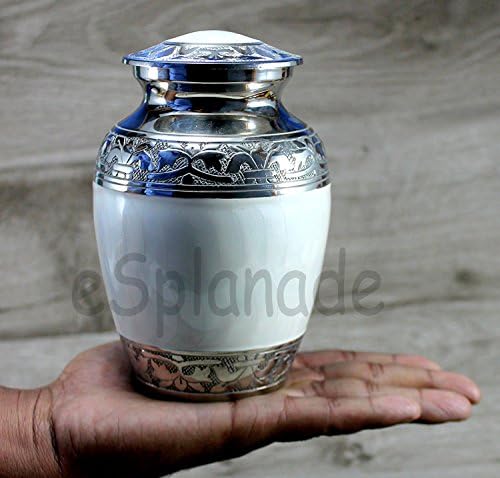 eSplanade Cremation Urn - 6 Inch Brass White Medium