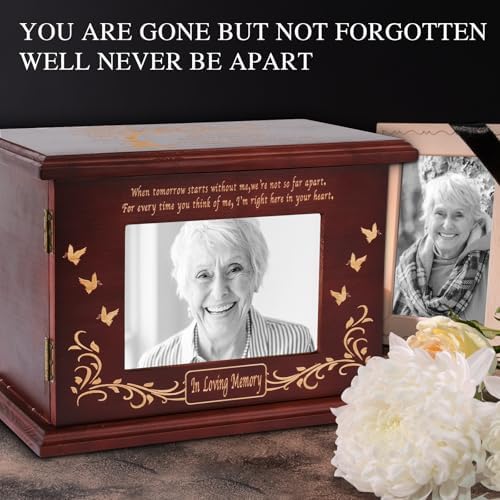 Himake Solid Walnut Cremation Urn with Engraved Panel