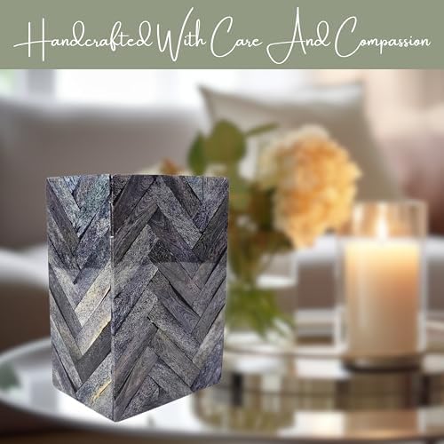 Gray Comet Decorative Urn with Chevron Design 70 Cubic Inch Capacity Memorial Keepsake for Adult Men Women