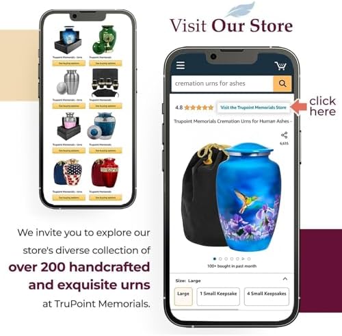 Trupoint Memorials Cremation Urn - Blue Hummingbird Large