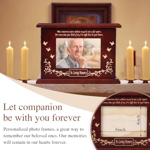 Himake Solid Walnut Cremation Urn with Engraved Panel
