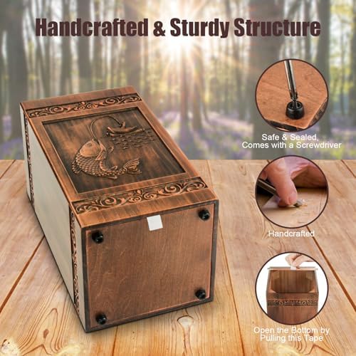 URNETERN Wooden Cremation Urn for Human Ashes