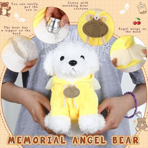 Kenning 5 Pcs Funeral Gift Set Cremation Stuffed Dog with Spoon and Tiny Urn Keepsake