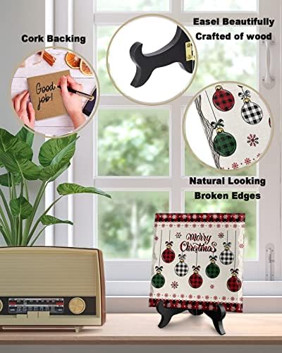 Christmas Desk Decor with Wooden Stand Plaque